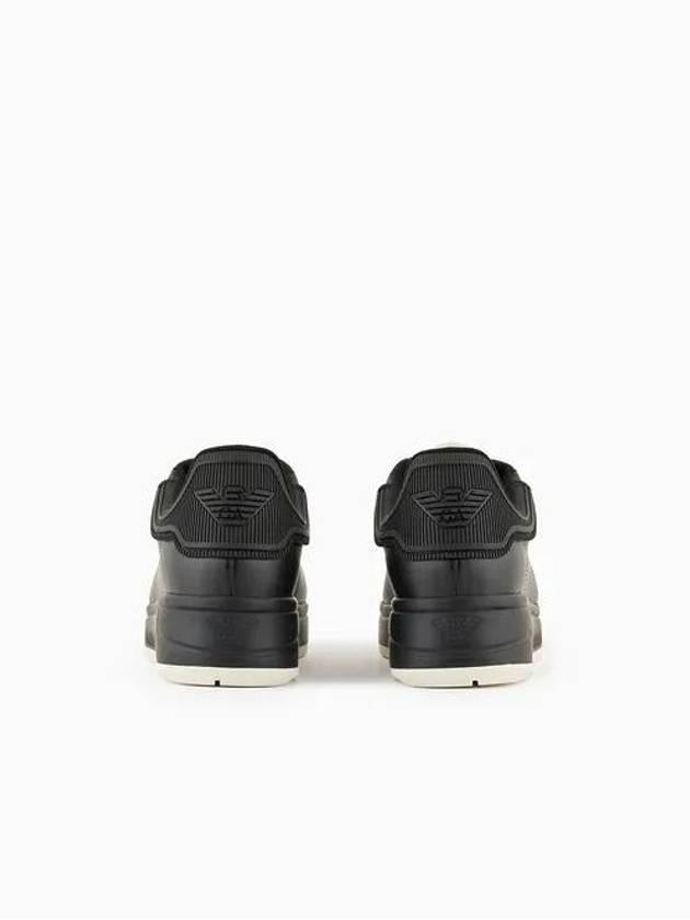 Logo Leather Low Top Sneakers Black - EMPORIO ARMANI - BALAAN 4