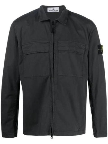 Wappen Patch Double Pocket Cotton Zip-Up Jacket Charcoal - STONE ISLAND - BALAAN 1