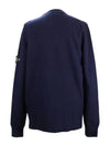 Men's Wappen Patch Crew Neck Wool Knit Top Navy - STONE ISLAND - BALAAN 4