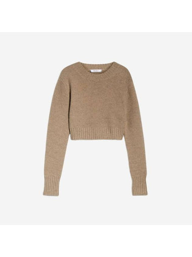 Kaya Crop Cashmere Knit Top Sand - MAX MARA - BALAAN 1