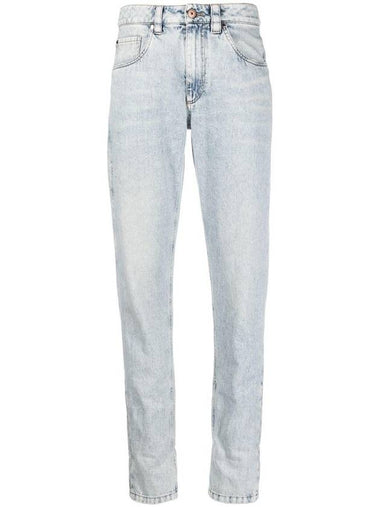 Roll Cuff Mid-Rise Slim Fit Denim Jeans Blue - BRUNELLO CUCINELLI - BALAAN 1