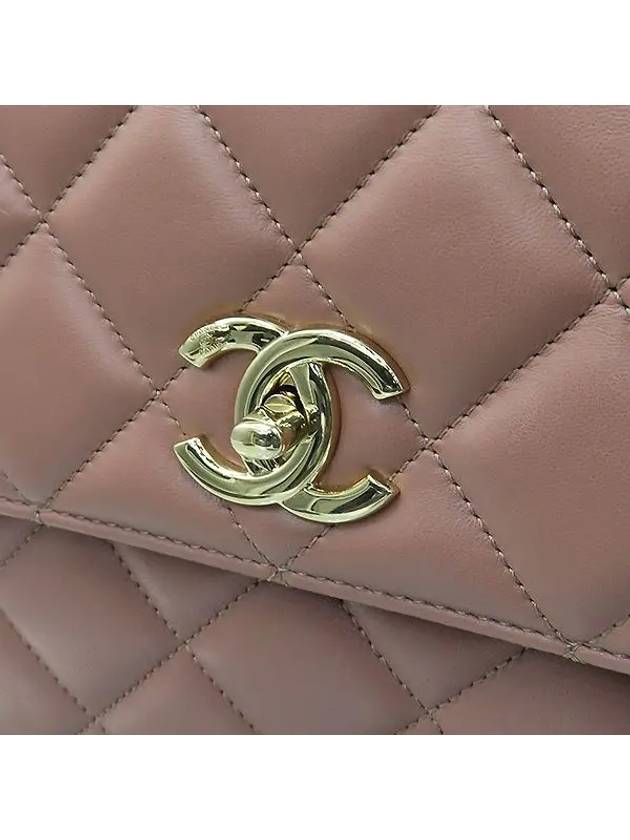 A69923 Lambskin pink color trendy CC medium gold metal top handle tote bag chain strap 2WAY - CHANEL - BALAAN 5