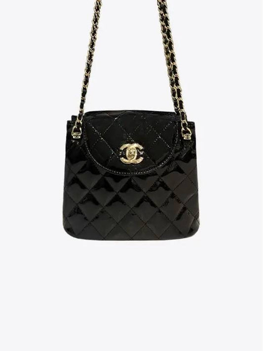 CC logo two way patent chain bag gold black - CHANEL - BALAAN 2