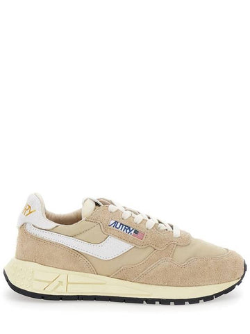 'Reel Wind' Beige Low Top Sneakers With Logo Detail In Suede Woman - AUTRY - BALAAN 1