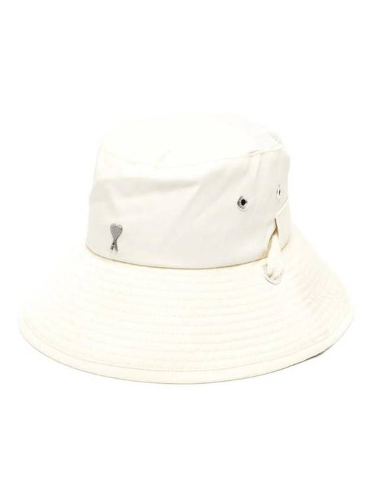 Heart Logo String Bucket Hat Ivory - AMI - 1