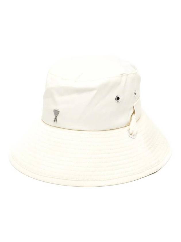 Heart Logo String Bucket Hat Ivory - AMI - BALAAN 1