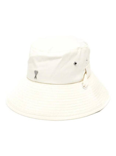 Heart Logo String Bucket Hat Ivory - AMI - BALAAN 1