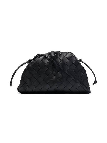 Intrecciato Small Leather Pouch Bag Black - BOTTEGA VENETA - BALAAN 1