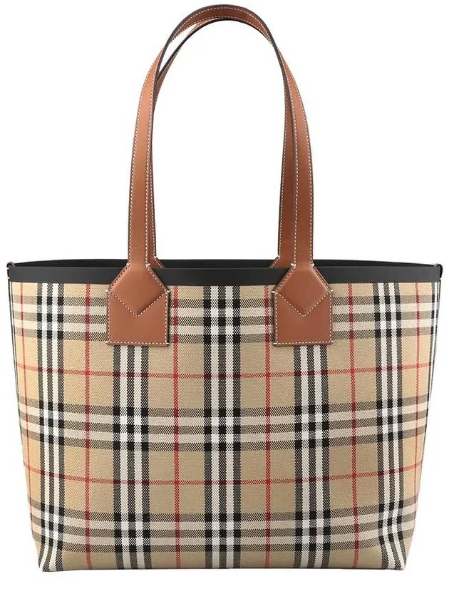 London Check Medium Cotton Tote Bag Archives Beige - BURBERRY - BALAAN 3