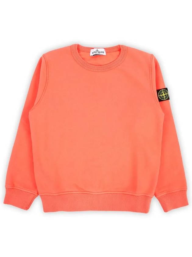 Kids Wappen Patch Organic Cotton Fleece Sweatshirt Fluorescent Orange - STONE ISLAND - BALAAN 4