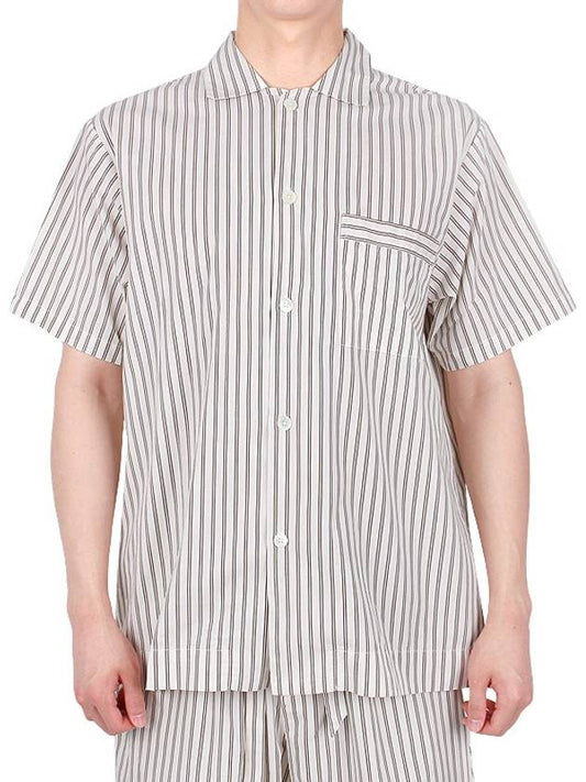 Poplin Pajamas Organic Cotton Short Sleeve Shirt Hopper Stripe - TEKLA - 2