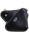 Brushed Leather Chain Mini  Shoulder Bag Black - PRADA - BALAAN 11