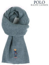 Denim Jeans Bear Embroidery Wool Muffler Blue Heather PC1269 402 - POLO RALPH LAUREN - BALAAN 2