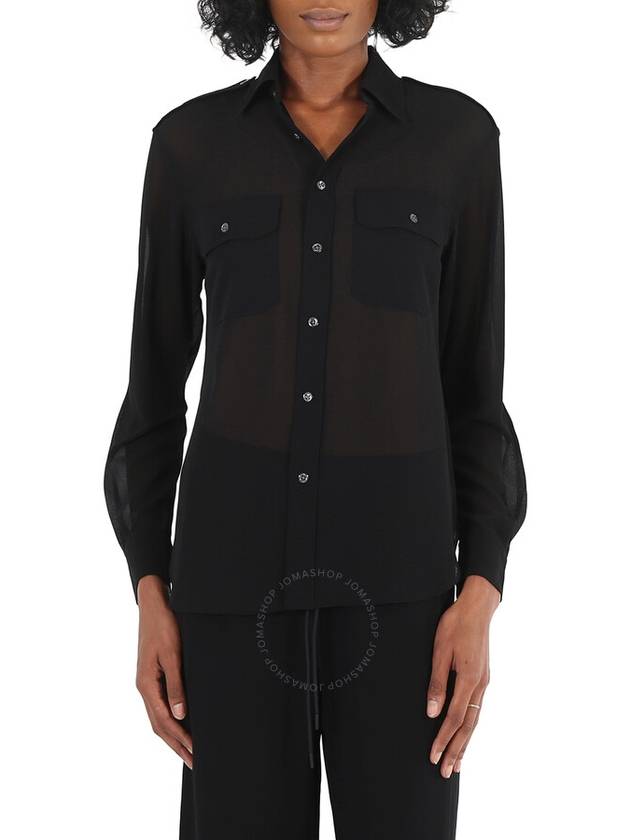 Polo Ralph Lauren Ladies Sheer Chest Pocket Blouse, Brand Size 4 - POLO RALPH LAUREN - BALAAN 1