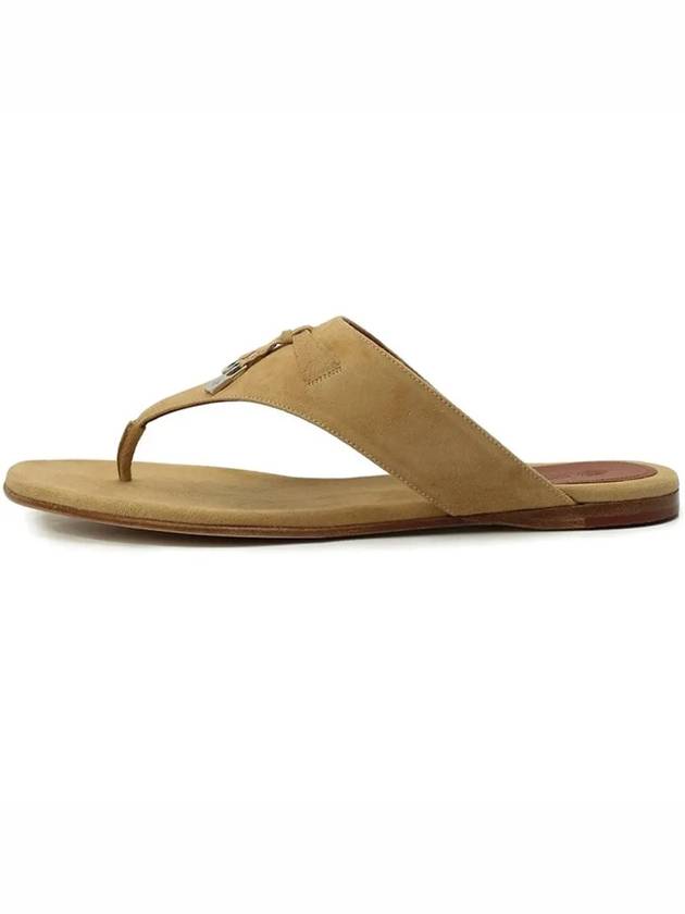 Charms Suede Flip Flops Beige - LORO PIANA - BALAAN.