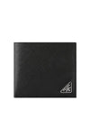 Triangle Logo Saffiano Half Wallet Black - PRADA - BALAAN 3