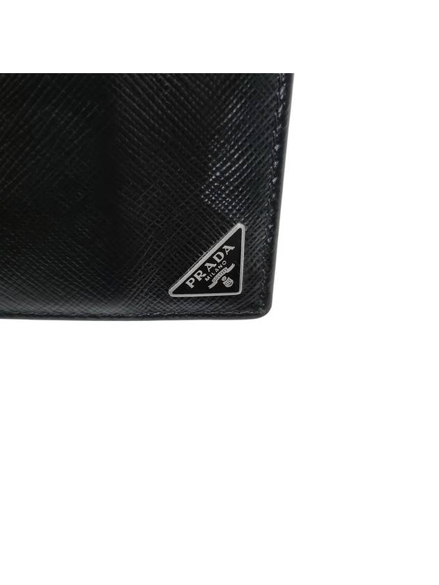 2MV836 Black Saffiano Silver Triangular Logo Long Wallet - PRADA - BALAAN 6