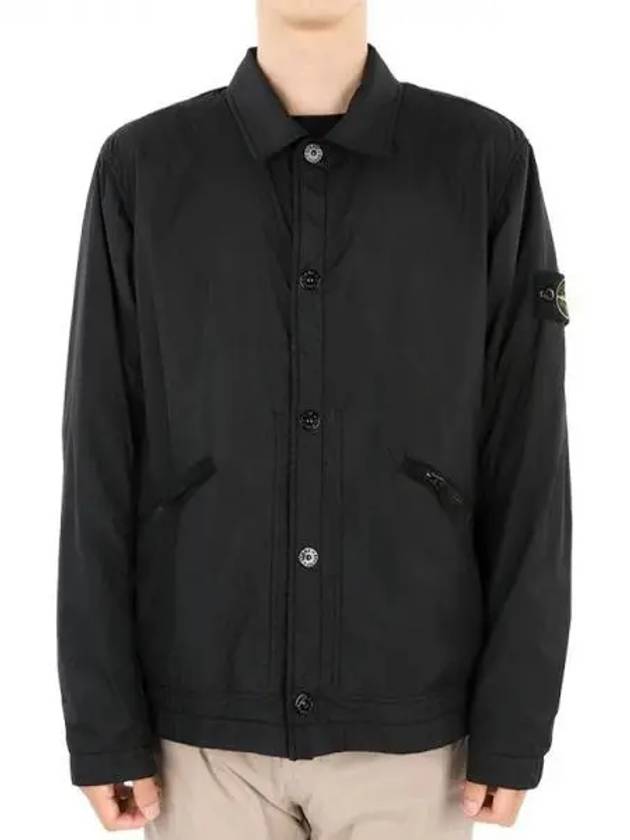 Men's Garment Dyed Crinkle Reps Nylon Shirt Jacket Black - STONE ISLAND - BALAAN 2