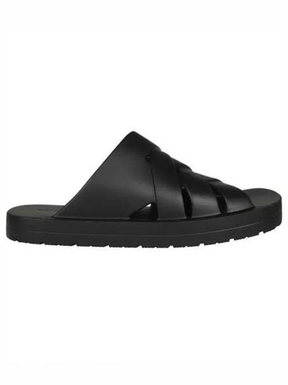 Flintston Intrecciato Matte Rubber Sandals Black - BOTTEGA VENETA - BALAAN 2