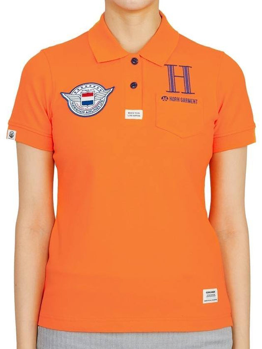 Airlines 40's Polo Short Sleeve T-Shirt Orange - HORN GARMENT - BALAAN 1