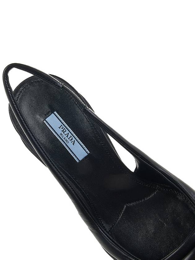 Women's Logo Leather Slingback Heel Black - PRADA - BALAAN.