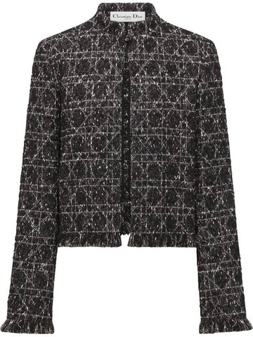 Macrocannage Crop Tweed Jacket Black - DIOR - BALAAN 1