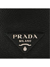 Logo Flo Leather Bucket Bag Black - PRADA - BALAAN 8