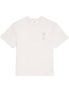 Big Heart Logo Oversized Short Sleeve T-Shirt Ivory - AMI - BALAAN 1