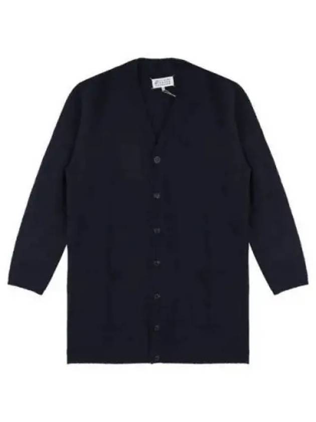 V Neck Wool Long Cardigan Navy - MAISON MARGIELA - BALAAN 2