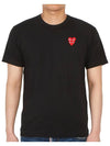 Play Men's Small Double Red Heart Wappen Short Sleeve T-Shirt P1 T288 1 Black - COMME DES GARCONS - BALAAN 2