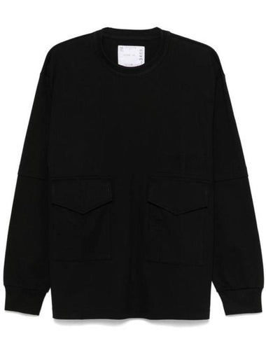 Pocket Detail Cotton Sweatshirt Black - SACAI - BALAAN 1