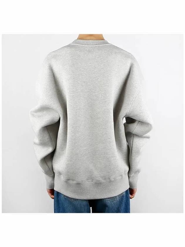 Logo Detail Crew Neck Cotton Sweatshirt Heather Ash Grey - AMI - BALAAN 5