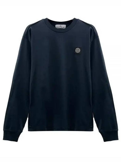 Cotton Jersey Slim Fit Long Sleeve T Shirt Navy Blue - STONE ISLAND - BALAAN 2