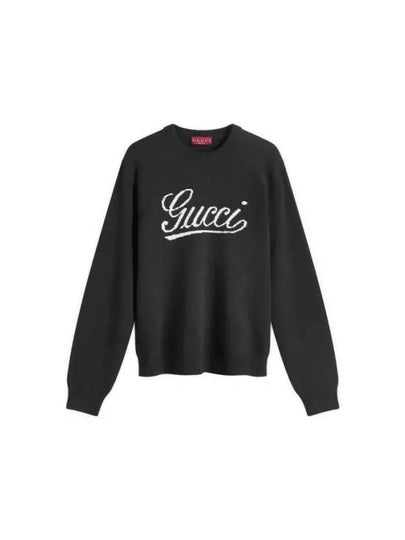 Logo Intarsia Knit Sweater Black - GUCCI - BALAAN 2