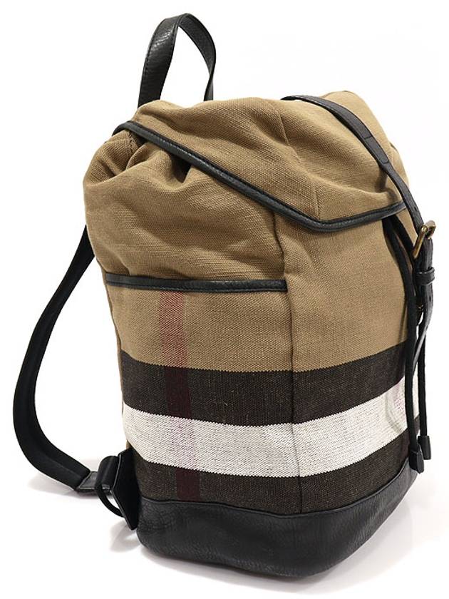 39553981 House Check Canvas Black Leather Trim Drifton Backpack - BURBERRY - BALAAN 3