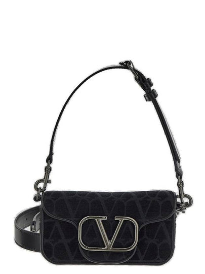 Toile Iconographe Fabric Leather Shoulder Bag Black - VALENTINO - BALAAN 2