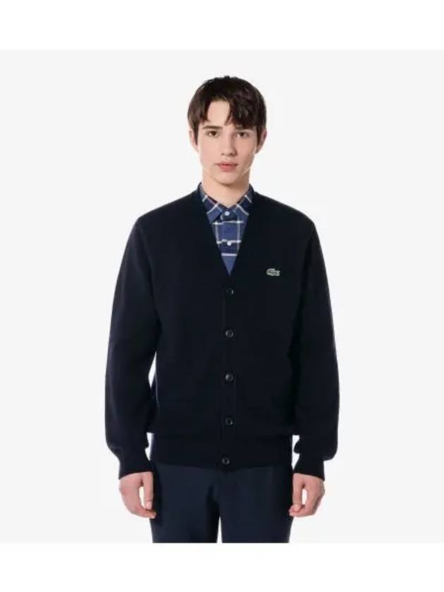 Men s basic V neck cardigan navy - LACOSTE - BALAAN 1