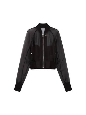 WOMEN Cropped Silk Flight Jacket Black 270264 - RICK OWENS - BALAAN 1