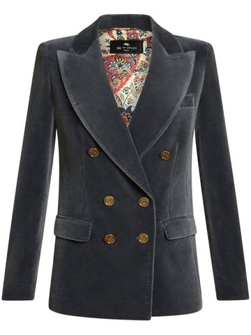 Double breasted velvet jacket gray - ETRO - BALAAN 1