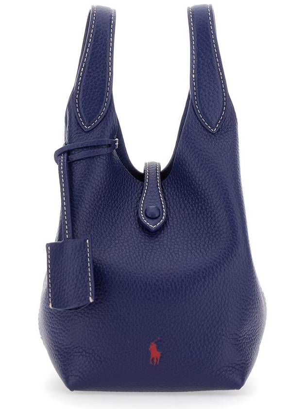 'Play' Blue Handbag With Removable Shoulder Strap And Pony Embroidery On The Front In Leather Woman - POLO RALPH LAUREN - BALAAN 4