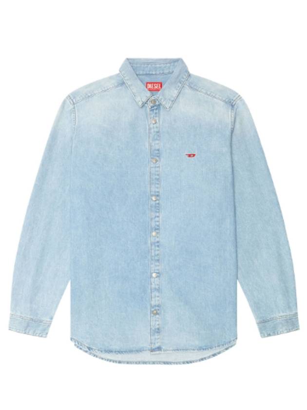 Embroidered Logo Denim Long Sleeve Shirt Light Blue - DIESEL - BALAAN 8