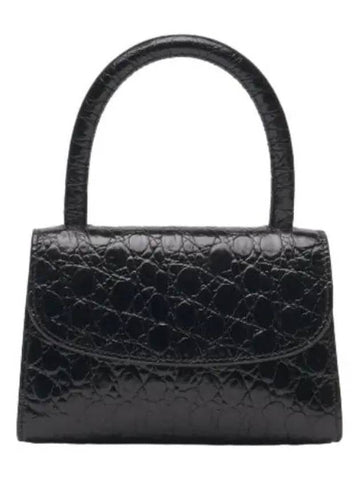 Bypa Mini Circular Crocker Embossed Leather Top Handle Tote Bag Black Handbag - BY FAR - BALAAN 1