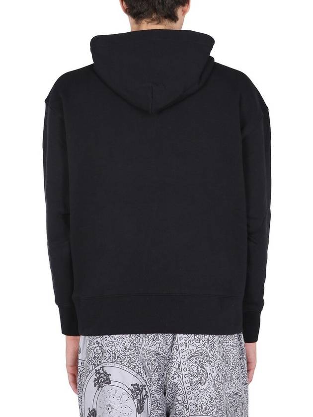 Brushed Logo Print Cotton Hoodie Black - MSGM - BALAAN 3