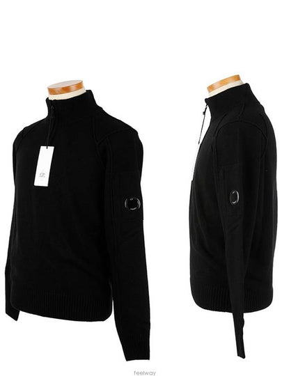 Lens Pocket Half Zip Up Wool Knit Top Black - CP COMPANY - BALAAN 2