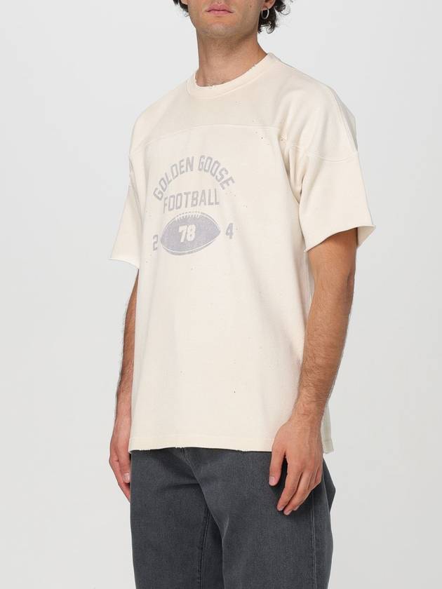 Raw Edge On The Front Cotton Short Sleeve T-Shirt Aged White - GOLDEN GOOSE - BALAAN 4