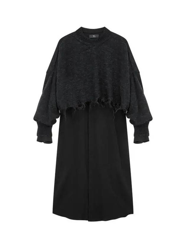 Yohji Yamamoto Y s Knit Layered Shirt Dress Black - YOHJI YAMAMOTO - BALAAN 1