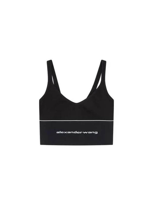 Ribbed logo banding bra top black 270591 - ALEXANDER WANG - BALAAN 1