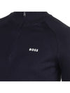 Logo Detail Zipper Neck Cotton Blend Knit Top Navy - HUGO BOSS - BALAAN 4