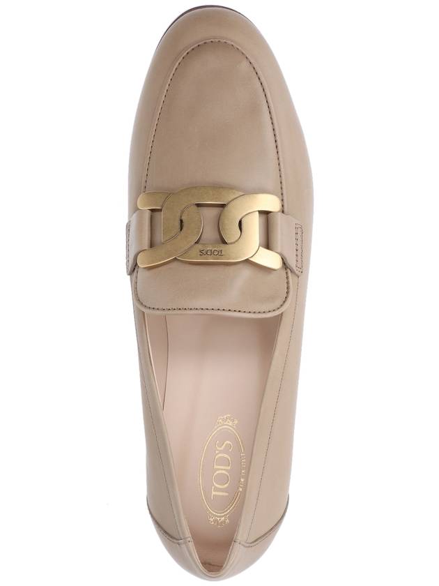 Kate Metal Logo Leather Loafers Beige - TOD'S - BALAAN 6