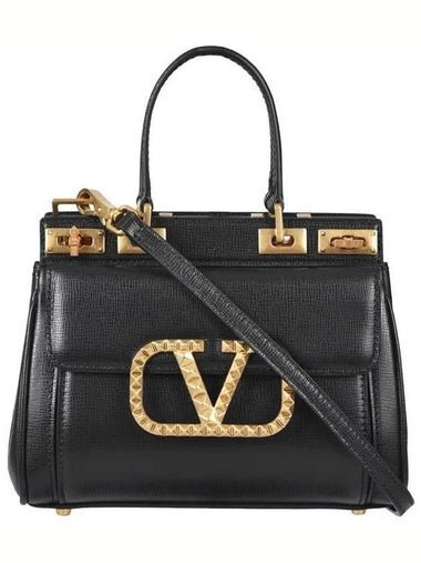 Rockstud Alcove Small Tote Bag Black - VALENTINO - BALAAN 1